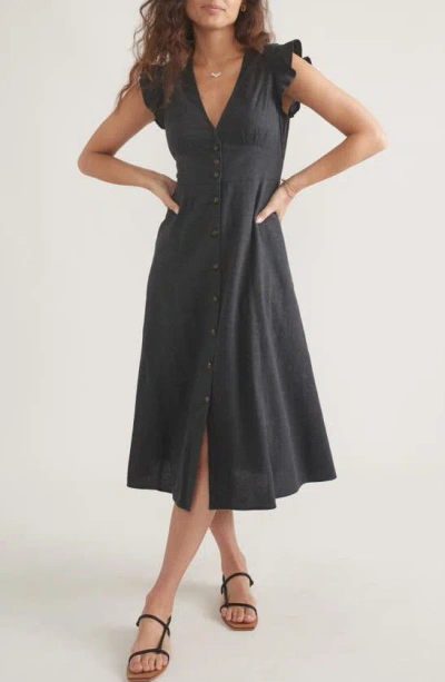MARINE LAYER MARINE LAYER CAMILA BUTTON FRONT MIDI DRESS