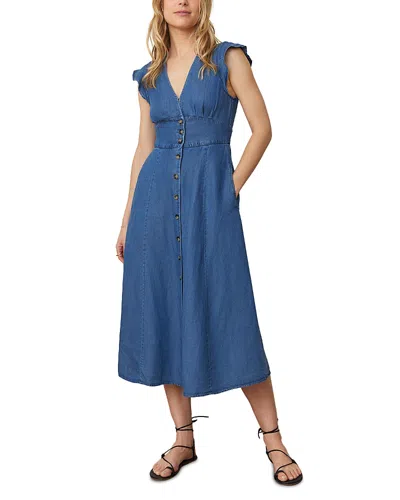 MARINE LAYER CAMILA FLUTTER SLEEVE MIDI DRESS