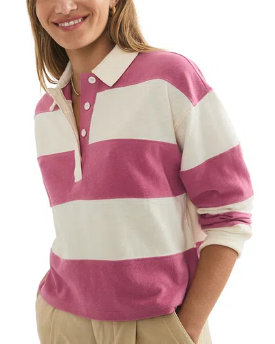 MARINE LAYER CROPPED RUGBY POLO TOP