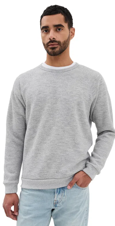 MARINE LAYER MOCK TWIST SHERPA CREW PULLOVER HEATHER GREY