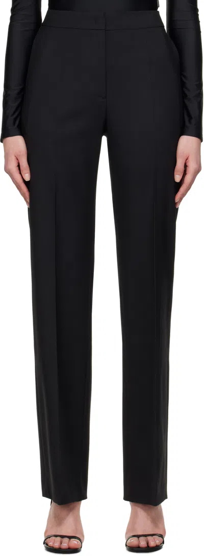 MARINE SERRE BLACK VIRGIN WOOL TWILL WIDE LEG TROUSERS