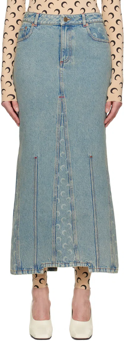 MARINE SERRE BLUE MOON LASER DENIM MAXI SKIRT