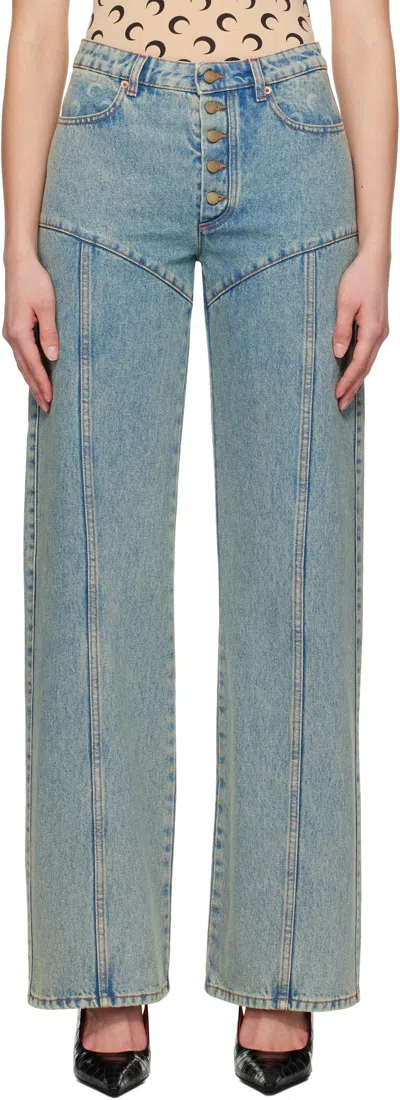 MARINE SERRE BLUE MOON LASER FLARE JEANS