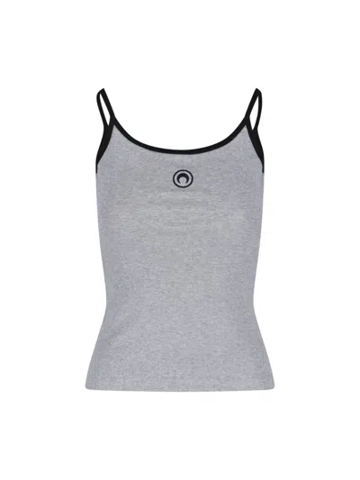 MARINE SERRE MARINE SERRE CONTRAST TRIM MOON LOGO RIBBED TANK TOP