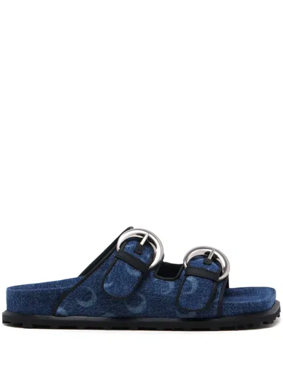 MARINE SERRE DENIM MOON-PRINT SANDALS