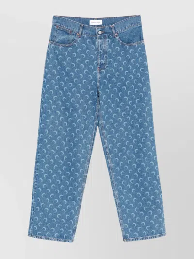 MARINE SERRE MOON DENIM BAGGY JEANS WITH ALL-OVER PRINT