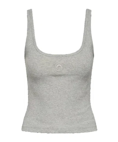 MARINE SERRE MARINE SERRE MOON LOGO RIBBED CROPPED TANK TOP