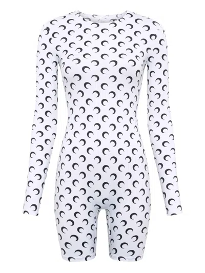 MARINE SERRE MOON-PRINT LONG-SLEEVE PLAYSUIT