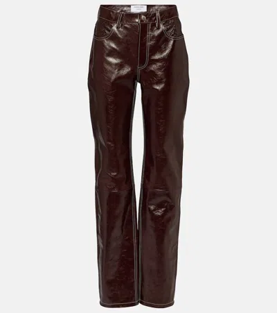 MARINE SERRE OMBRÉ HIGH-RISE LEATHER STRAIGHT PANTS