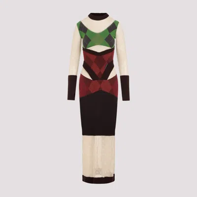 MARINE SERRE REGENERATED LOZENGE KNIT FITTED DRESS