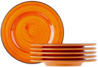 MARIO LUCA GIUSTI ORANGE SAINT TROPEZ SIDE PLATE SET, 6 PCS