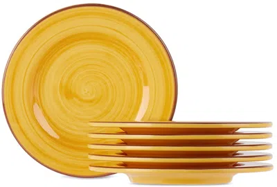 MARIO LUCA GIUSTI YELLOW SAINT TROPEZ SIDE PLATE SET, 6 PCS