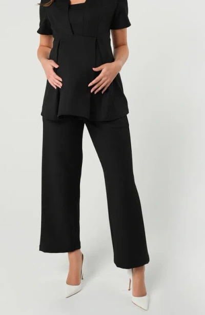 MARION WIDE LEG BLACK MATERNITY WORK PANT