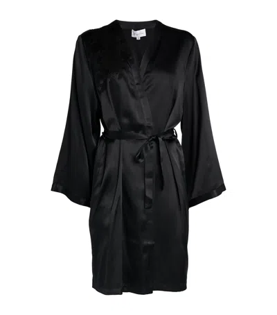 MARJOLAINE SILK LACE-TRIM ROBE