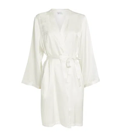 MARJOLAINE SILK LACE-TRIM ROBE