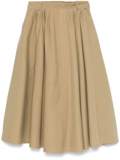 MARK KENLY DOMINO TAN PLEATED MAXI SKIRT