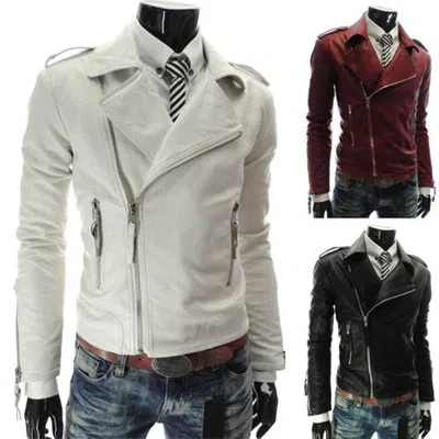 MARKENLOS - UNSERER PRODUKTION - HAND GEMACHT - IT DE HERREN LEDERJACKE BIKER MEN'S LEATHER JACKET COAT HOMME VESTE EN CUIR R12B