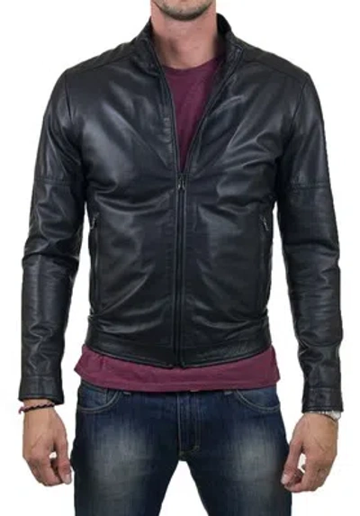 MARKENLOS - UNSERER PRODUKTION - HAND GEMACHT - IT DE HERREN LEDERJACKE BIKER MEN'S LEATHER JACKET COAT HOMME VESTE EN CUIR T18