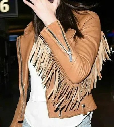 MARKENLOS DAMEN ECHTES LAMMFELL BIKERJACKE BRAUNES LEDER SLIM FIT STILVOLLE JACKE