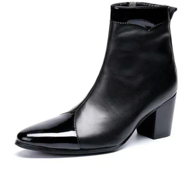 MARKENLOS HERREN OUTDOOR CHELSEA SPITZ LEDER BOOTS BLOCKABSATZ CLUBWEAR STIEFELETTEN PUNK