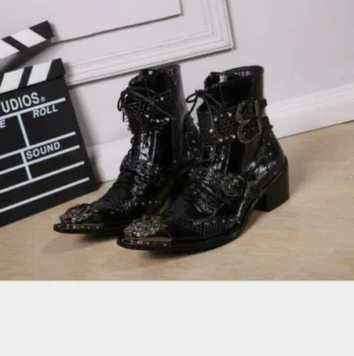 MARKENLOS HERREN STIEFEL SPLEISSEN METALL CHNALLE BOOTS SSCHNÜRER FLÜGELSPITZE NIETEN TOP