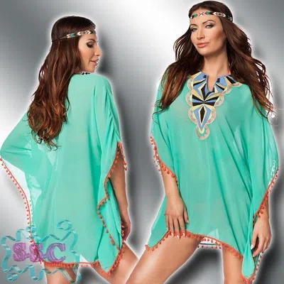 MARKENLOS TUNIKA 34-40 STRAND SARONG MINI KLEID SHIRT BLUSE TOP BEACH COVER UP 14559 17