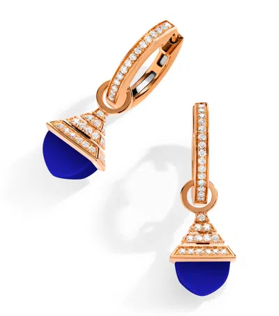 MARLI NEW YORK ROSE GOLD, DIAMOND AND LAPIS LAZULI CLEO REV DROP EARRINGS