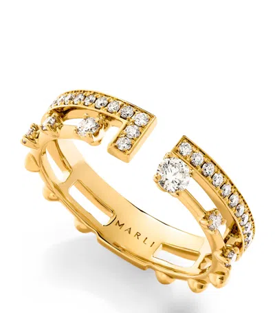MARLI NEW YORK YELLOW GOLD AND DIAMOND AVENUES INDEX RING