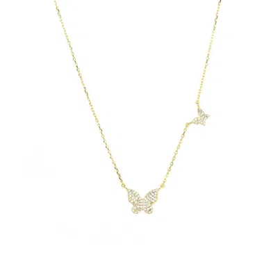 MARLYN SCHIFF DOUBLE BUTTERFLY NECKLACE IN GOLD