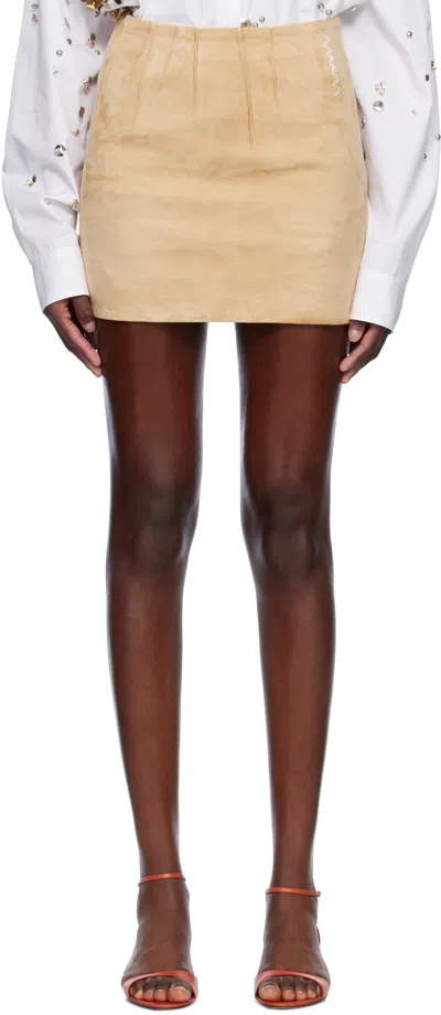 MARNI BEIGE SOFT SUEDE MINISKIRT