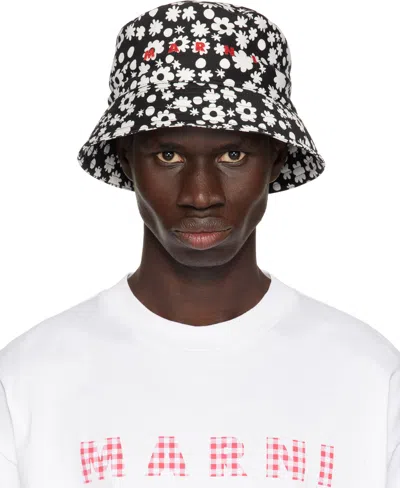 MARNI BLACK & WHITE POP FIELDS BUCKET HAT