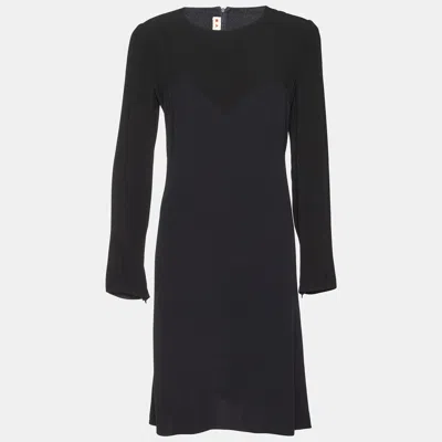 MARNI BLACK CREPE LONG SLEEVE MIDI DRESS M