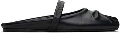 MARNI BLACK NAPPA LEATHER LITTLE BOW SABOT SLIPPERS