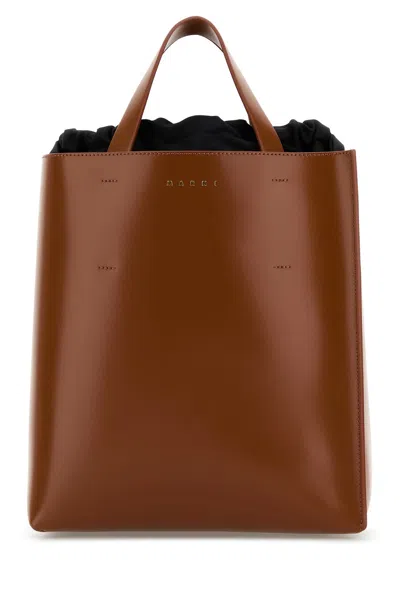 MARNI BROWN LEATHER SMALL MUSEO HANDBAG