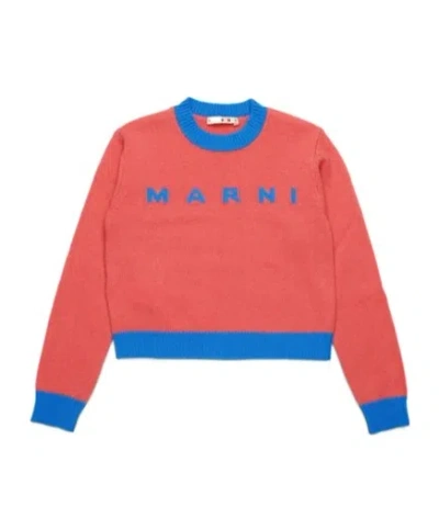 MARNI MARNI KIDS LOGO INTARSIA KNITTED JUMPER