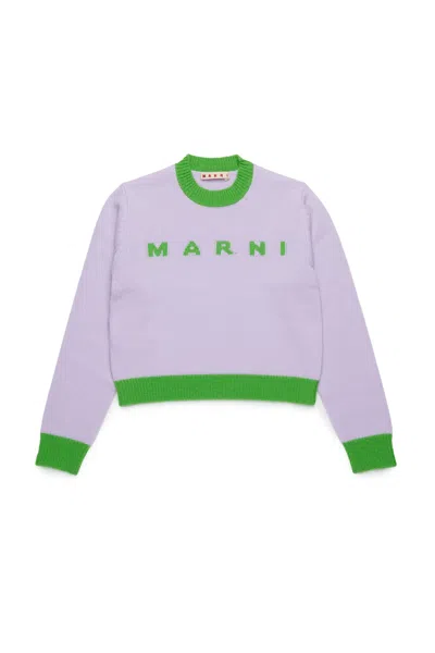 MARNI COLORBLOCK WOOL-CASHMERE BLEND CREW-NECK SWEATER