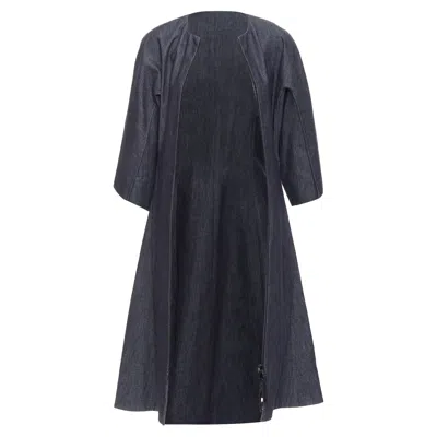 MARNI DENIM ZIP FRONT DOLMAN SLEEVE MIDI DRESS