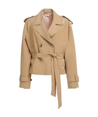 MARNI MARNI DOUBLE-BREASTED SHORT TRENCH JACKET