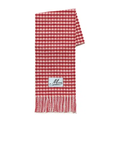 MARNI DOUBLE CHECK WOOL AND MOHAIR RED AND WHITE SCARF