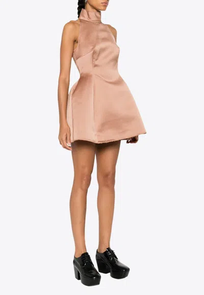 MARNI DUCHESS SATIN HIGH-NECK MINI DRESS