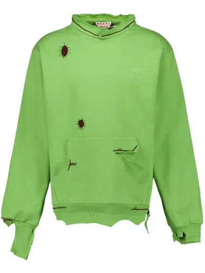 MARNI EMBROIDERED DISTRESSED SWEATSHIRT