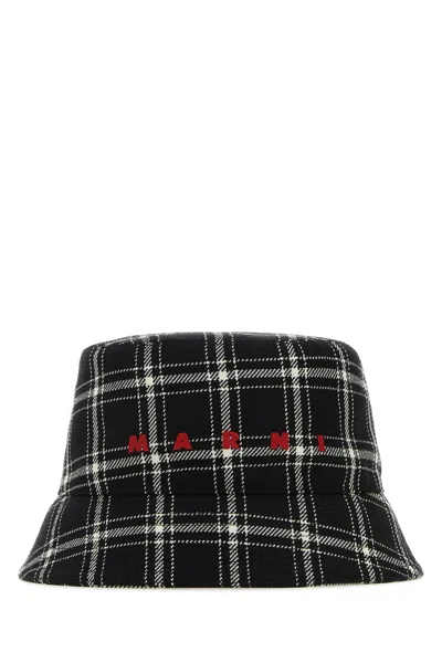 MARNI EMBROIDERED WOOL BUCKET HAT