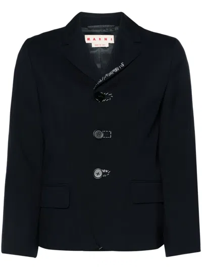 MARNI EMBROIDERED WOOL SINGLE-BREASTED BLAZER
