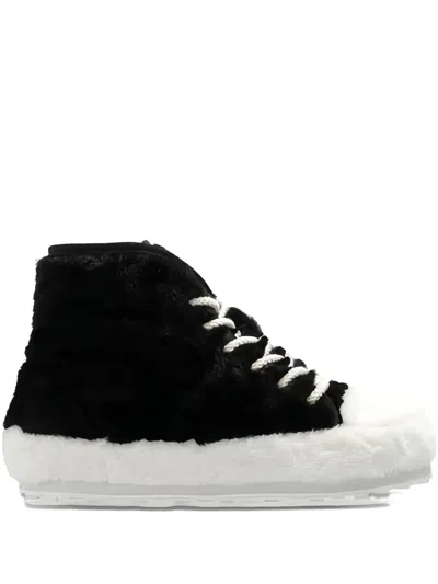 MARNI FAUX-FUR HIGH-TOP SNEAKERS
