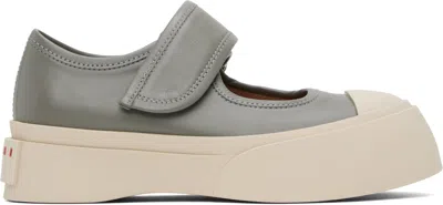 MARNI GRAY LEATHER MARY JANE SNEAKERS