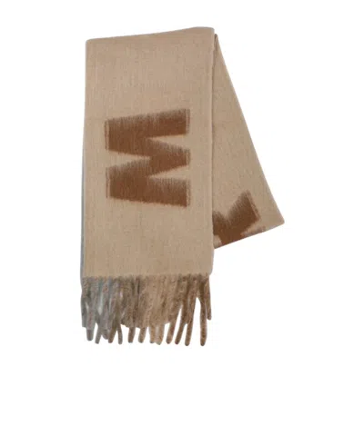 MARNI MARNI LOGO-DETAILED FRINGED SCARF