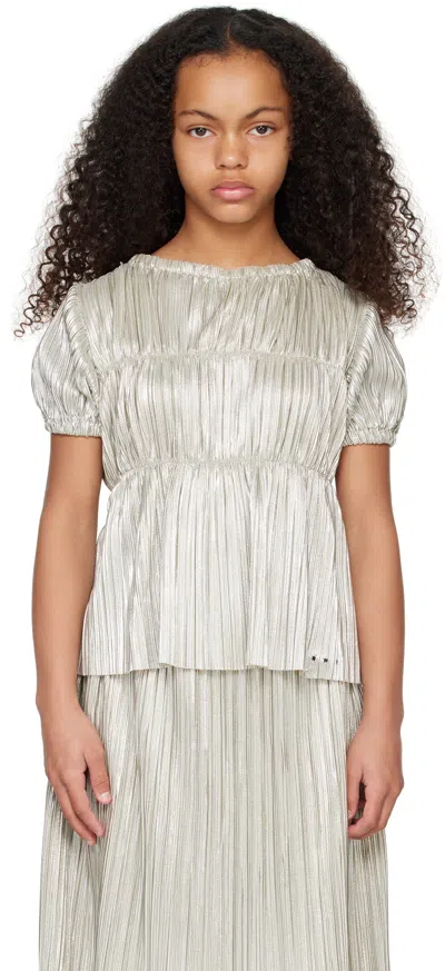 MARNI KIDS SILVER PLEATED TOP
