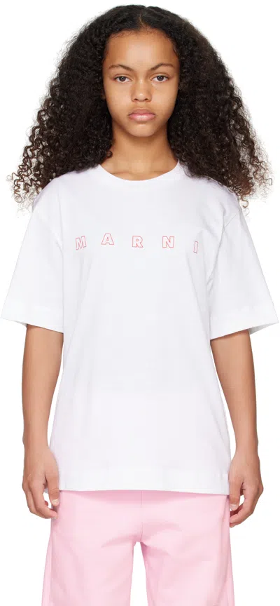 MARNI KIDS WHITE LOGO T-SHIRT