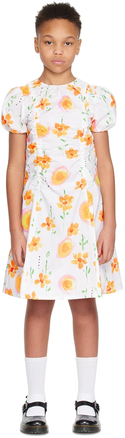 MARNI KIDS WHITE SHIRRED DRESS
