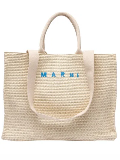 MARNI LARGE BASKET BAG WOMAN OFF WHITE